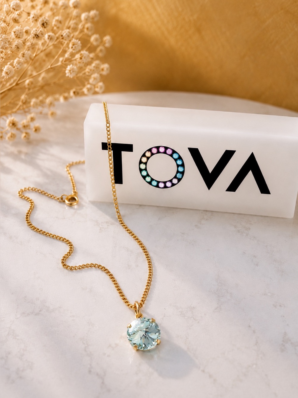 TOVA Talia mint stone Gold Necklace - Picture 1 of 4